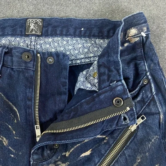 PRPS Demon Fit Moto Jeans Distressed Zippers Dark Wash‎ Denim Mens Sz 32 EUC